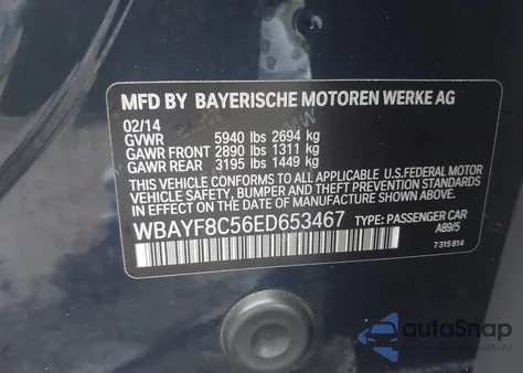 2014 BMW Alpina B7 xDrive from USA, damaged, VIN WBAYF8C56ED653467